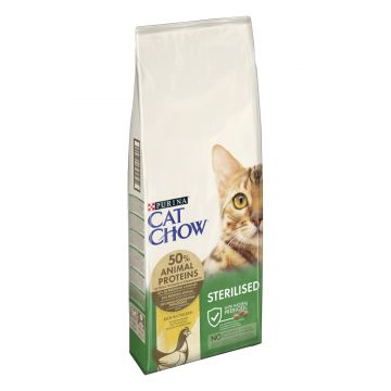 Purina Cat Chow Sterilised, pui, hrana uscata pentru pisici adulte sterilizate, 15 kg