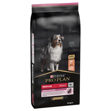Purina Pro Plan Medium Adult Sensitive skin ( optiderma ) cu Somon, 14 kg