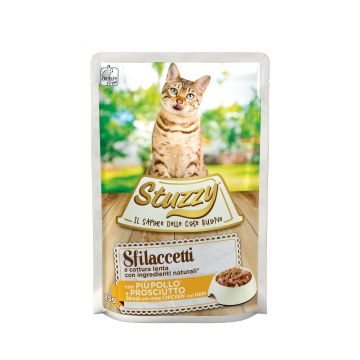 Stuzzy Cat plic, fasii sos pui & sunca, 85 g ieftina