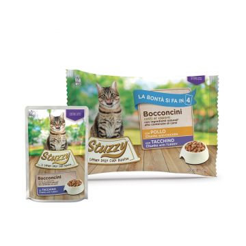 Stuzzy Pack bucati, sos Sterilized pui/ curcan, 4 x 85 g