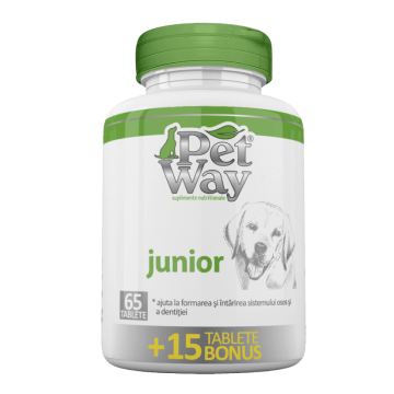 Supliment Nutritiv Pentru Catei Petway Junior 65 tbl+ 15 tbl Bonus