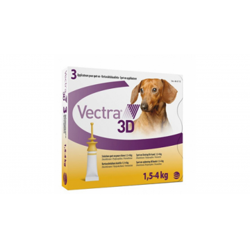 Vectra 3D 1.5-4 kg, antiparazitar extern pentru caini intre 1.5-4 kg, 1 pipeta