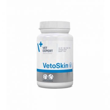 Supliment nutritiv pentru caini si pisici cu afectiuni dermatologice Vet Expert Vetoskin Twist-Off, 60 capsule