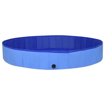 vidaXL Piscină pentru câini pliabilă, albastru, 300 x 40 cm, PVC
