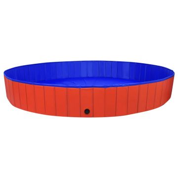 vidaXL Piscină pentru câini pliabilă, roșu, 300 x 40 cm, PVC