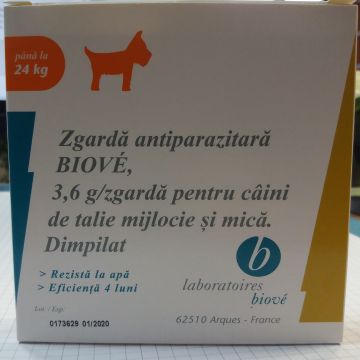 Zgarda antiparazitara Biove pentru caini pana la 24 kg