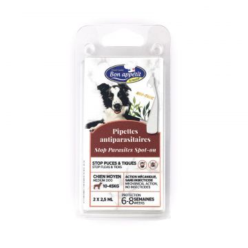 Pipeta antiparazitara caini talie medie, Bon Appetit, 10-45 kg 2 x 2.5 ml