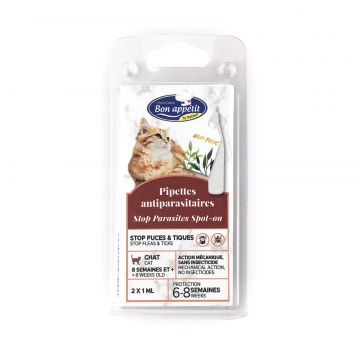 Pipeta antiparazitara pisici, Bon Appetit, 2 x 1 ml