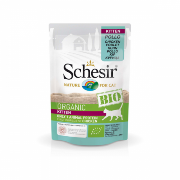 Schesir Bio For Kitten, Pui, plic 85 g