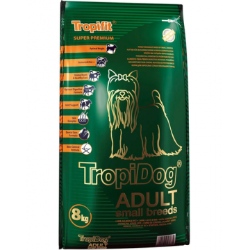 TROPIDOG Super Premium Adult S miel somon si orez 8 kg hrana uscata pentru caini de rasa mica