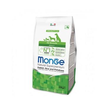 Monge Natural Superpremium All Breeds Adult, iepure, orez si cartofi, 2.5 kg