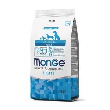 Monge Natural Superpremium All Breeds Adult Light, somon si orez, 12 kg ieftina