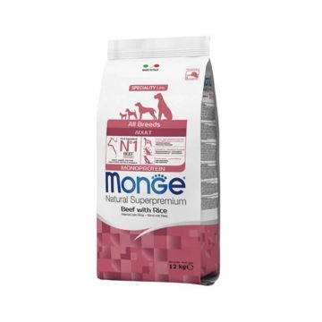 Monge Natural Superpremium All Breeds Adult Monoprotein, vita si orez, 12 kg ieftina