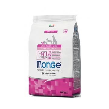 Monge Natural Superpremium All Breeds Extra Small Puppy, pui, 800 g de firma originala