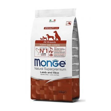 Monge Natural Superpremium All Breeds Puppy, miel si orez, 12 kg ieftina