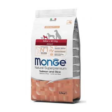 Monge Natural Superpremium Mini Adult, somon si orez, 7.5 kg ieftina