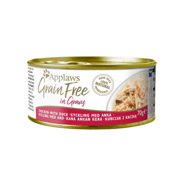 APPLAWS Grain Free hrana umeda fara cereale pentru pisici, cu pui si rata in sos, 12 x (6x70g)