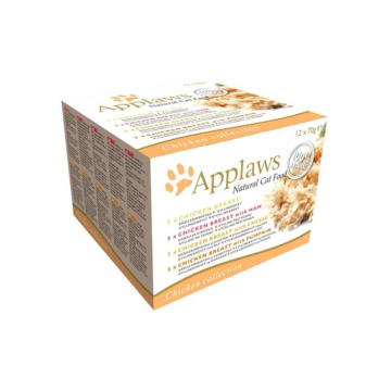 APPLAWS Hrana umeda pentru pisici, Chicken Collection, Multipack 4 x (12x70g)
