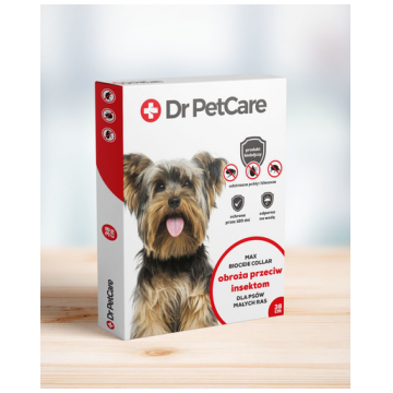 Dr PetCare MAX Bio Cide Collar zgarda protectie impotriva puricilor si insectelor, pentru caini de rasa mica 38 cm