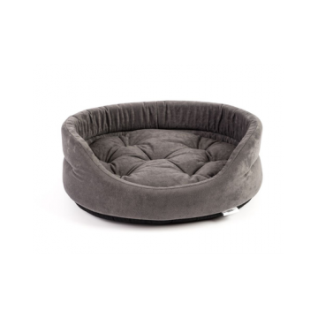 FERA Pat oval cu perna pentru caini, gri, Marime XXS: 41x34x14 cm