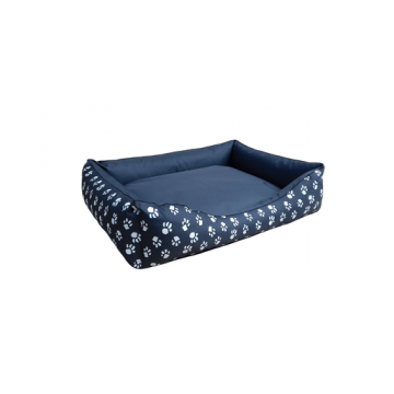 FERA Pat pentru caini cu perna detasabila, gri cu model labute albe 64 x 48 cm
