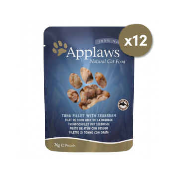 APPLAWS hrana umeda pentru pisici, cu ton și plătică, 12 x 70 g