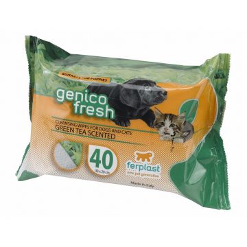 SERVETELE UMEDE CAINI/PISICI GENICO FRESH GREEN TEA (x40)