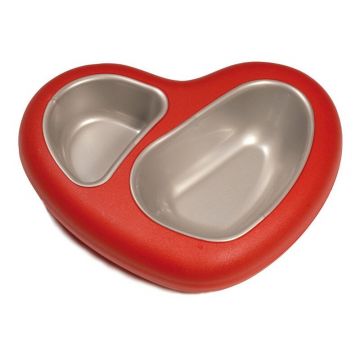 Castron plastic dublu, forma inima cu tavite detasabile