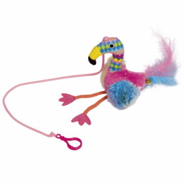 Jucarie pentru pisici, Nobby Flamingo Puf & Clopotel, 22 cm