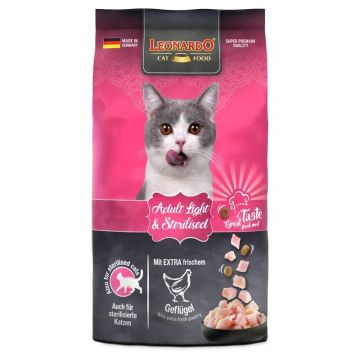 Hrana uscata pisici, Leonardo Adult Light & Sterilised, Pui, 7.5 kg
