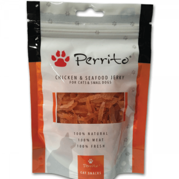 Recompense pentru pisici Perrito Cat Chicken&Seafood Jerky 100g