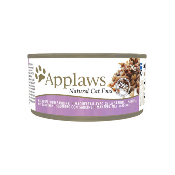 APPLAWS Cat Tin set hrana umeda pentru pisici adulte, macrou si sardine 72x70g