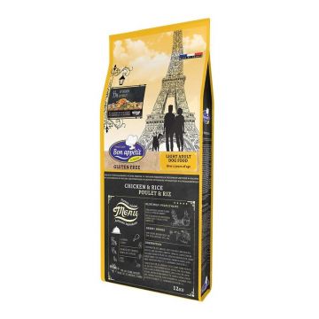 Bon Appetit ADULT LIGHT, hrana hipoalergenica fara gluten caini, pui si orez, 12 kg