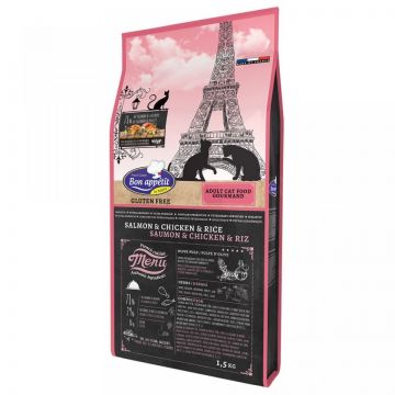 Bon Appetit GOURMAND, hrana hipoalergenica fara gluten pisici, somon, pui si orez, 1.5 kg ieftina