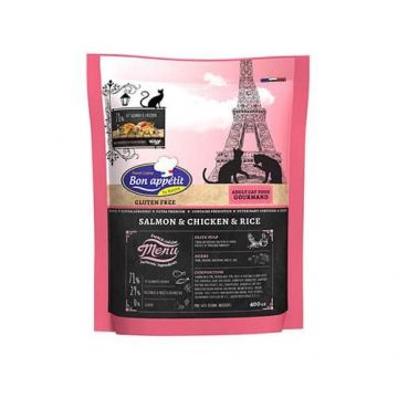 Bon Appetit GOURMAND, hrana hipoalergenica fara gluten pisici, somon, pui si orez, 400 g