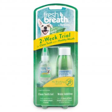 Kit igiena orala caini, TROPICLEAN FRESH BREATH, pentru 2 saptamani