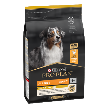 PURINA PRO PLAN ADULT Light Sterilised, Toate Taliile, Pui, 3 kg la reducere