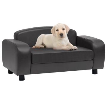 vidaXL Canapea pentru câini, gri, 80x50x40 cm, piele ecologică