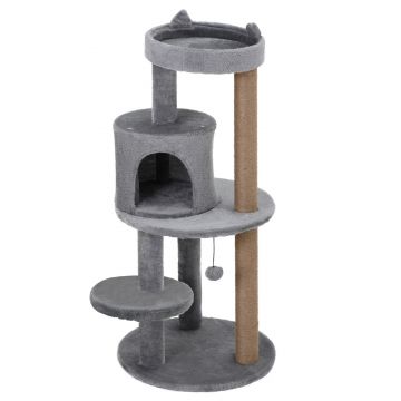 Ansamblu pentru 1-2 pisici, 3 nivele, 48x48x104cm gri PawHut | Aosom RO