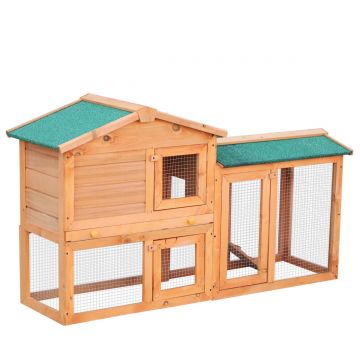 PawHut cusca din lemn pentru iepuri, 145x46x85cm, maro | Aosom Ro