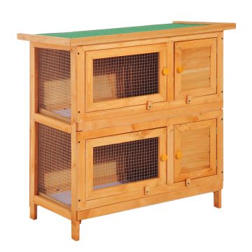 PawHut cusca de exterior pentru iepuri, lemn brad 90x45x90cm | Aosom Ro de firma originala