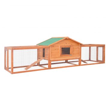 PawHut cusca pentru iepuri, 309x79x86cm, din lemn, verde | AOSOM RO
