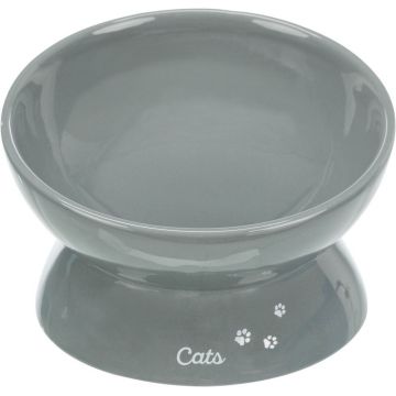 Trixie, castron ceramic ridicat ergonomic, gri, 0.35 L/ 17 cm