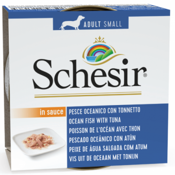 Schesir Dog Adult Small Ocean Fish with Tuna in Sauce, conserva, 85 g ieftina