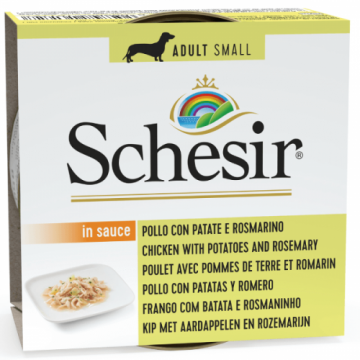 Schesir Dog Adult Small Chicken with Potatoes in Sauce, conserva, 85 g ieftina