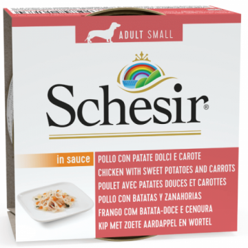 Schesir Dog Adult Small Chicken with Sweet Potatoes in Sauce, conserva, 85 g