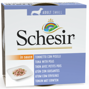 Schesir Dog Adult Small Tuna with Peas in Sauce, conserva, 85 g