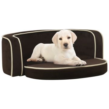 vidaXL Canapea pliabilă de câini maro 73x67x26 cm pernă pluș lavabilă