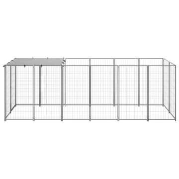 vidaXL Padoc pentru câini, argintiu, 330x110x110 cm, oțel