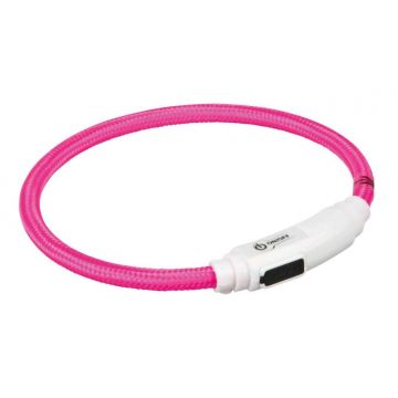 Zgarda Flash cu LED USB 35 cm/ 7mm Pink 41942